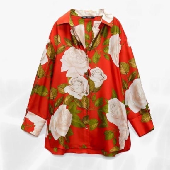 Zara Tops Zara Floral Satin Effect Top Poshmark